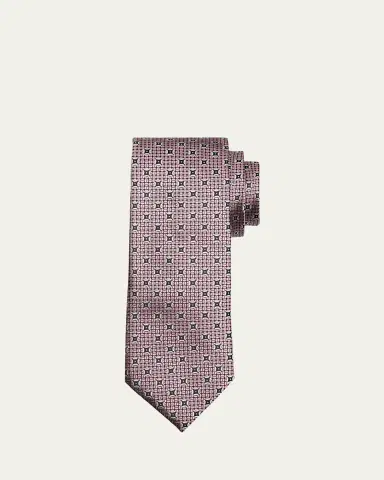 ZEGNA Men's Woven Medallion Silk Tie | Thumbnail 2
