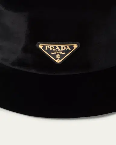 Prada Logo Velvet Bucket Hat | Thumbnail 3