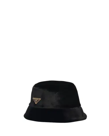 Prada Logo Velvet Bucket Hat | Thumbnail 1