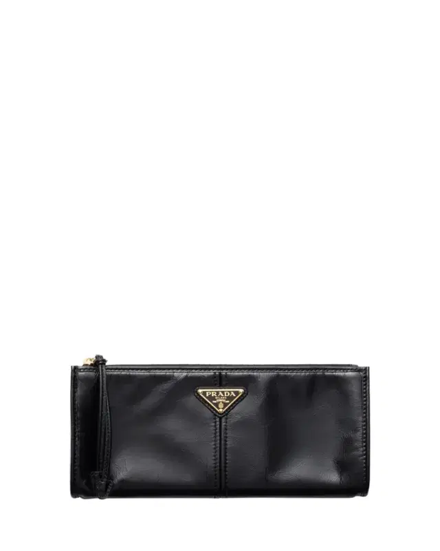 Prada Zip Soft Lux Leather Pouch Bag