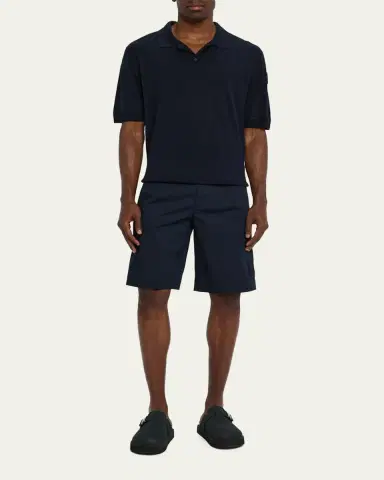 Moncler Men's Silk and Linen Knit Polo Shirt | Thumbnail 2 Moncler Men's Silk and Linen Knit Polo Shirt | Thumbnail 2
