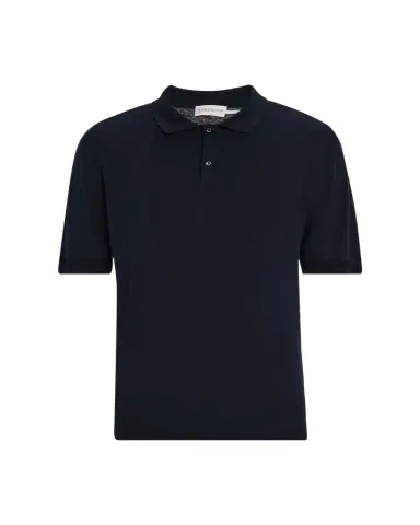 Moncler Men's Silk and Linen Knit Polo Shirt | Thumbnail 1 Moncler Men's Silk and Linen Knit Polo Shirt | Thumbnail 1