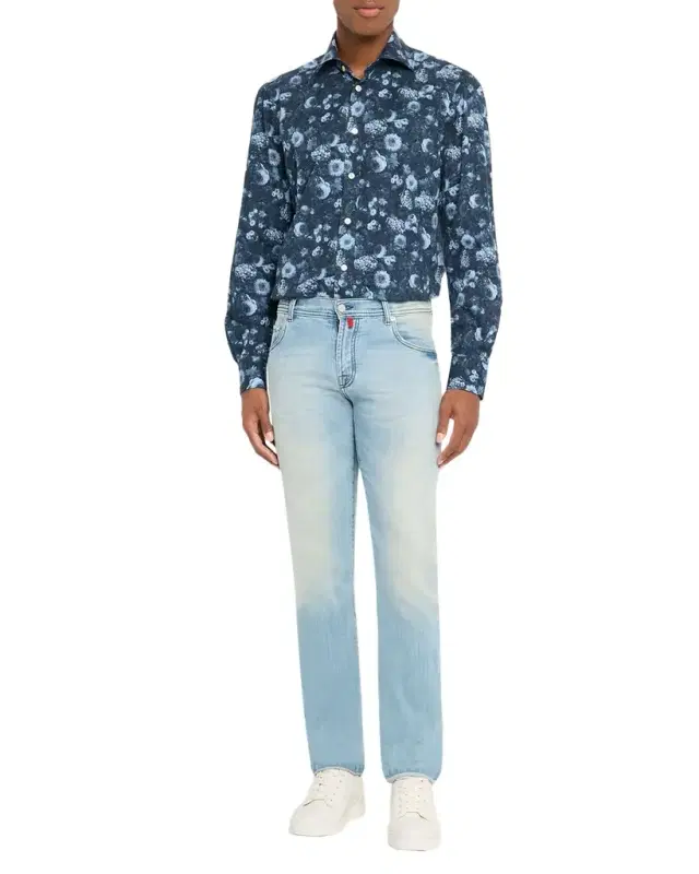 Men's Cotton Tonal Floral Sport Shirt