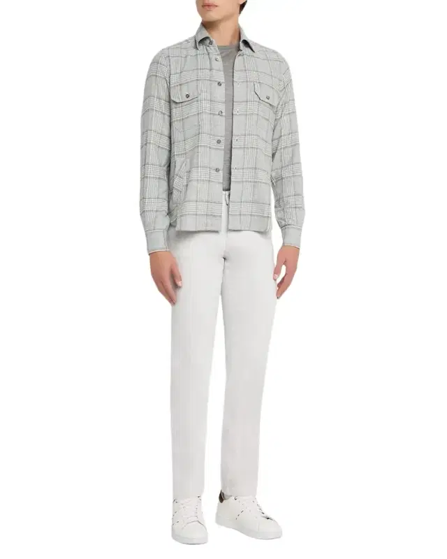 Men's Wool-Blend Plaid Overshirt with Pockets