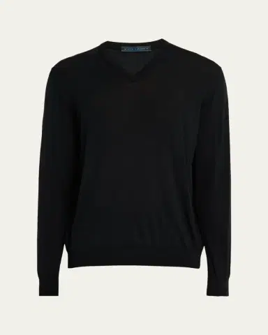 Kiton Men's Wool Knit V-Neck Sweater | Thumbnail 5