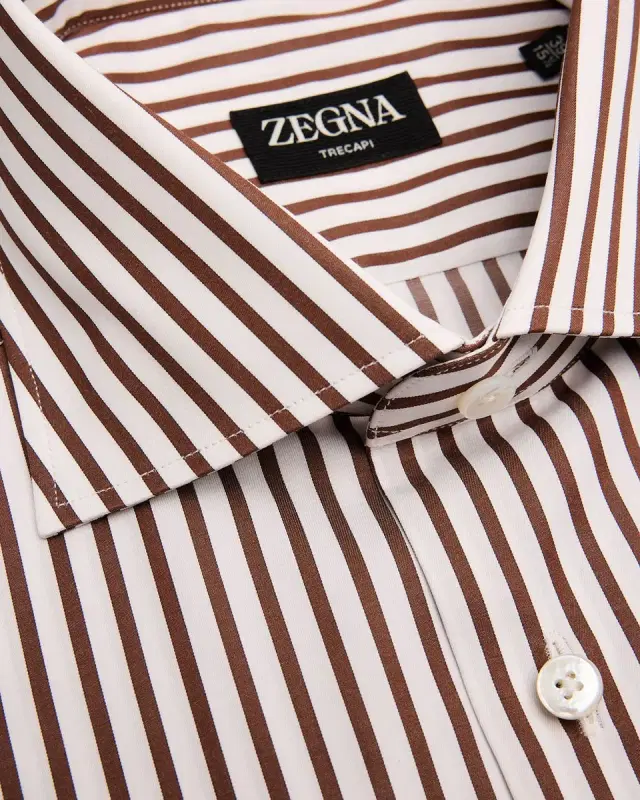 Men's Trecapi Cotton Bengal Stripe Dress Shirt