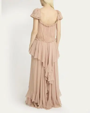 Chloé Gathered Ruffle Organic Silk Mousseline Gown | Thumbnail 3 Chloé Gathered Ruffle Organic Silk Mousseline Gown | Thumbnail 3