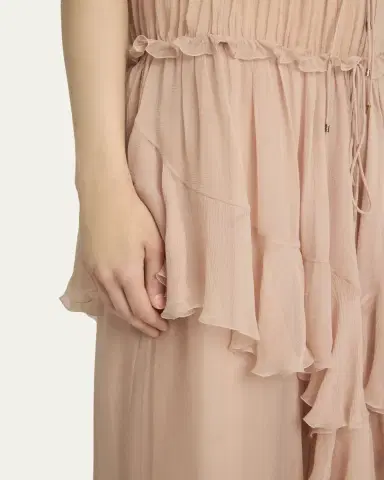 Chloé Gathered Ruffle Organic Silk Mousseline Gown | Thumbnail 5 Chloé Gathered Ruffle Organic Silk Mousseline Gown | Thumbnail 5