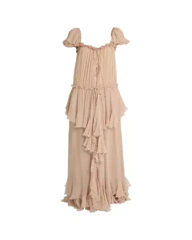 Chloé Gathered Ruffle Organic Silk Mousseline Gown | Thumbnail 1 Chloé Gathered Ruffle Organic Silk Mousseline Gown | Thumbnail 1