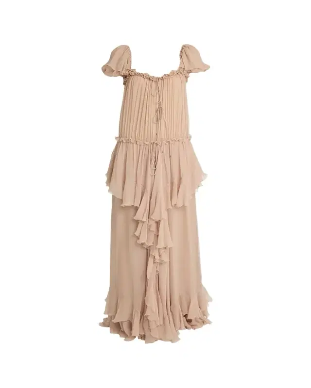 Chloe Gathered Ruffle Organic Silk Mousseline Gown