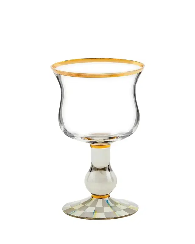 MacKenzie-Childs Sterling Check Wine Glass