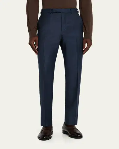 Zegna Men's Wool Sharkskin Modern Fit Trousers | Thumbnail 8 Zegna Men's Wool Sharkskin Modern Fit Trousers | Thumbnail 8