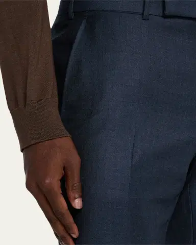 Zegna Men's Wool Sharkskin Modern Fit Trousers | Thumbnail 9 Zegna Men's Wool Sharkskin Modern Fit Trousers | Thumbnail 9