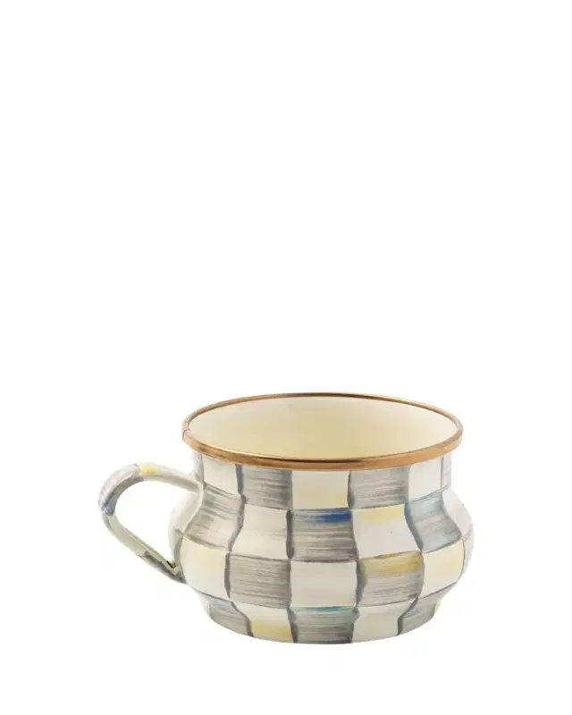 Sterling Check Enamel Teacup