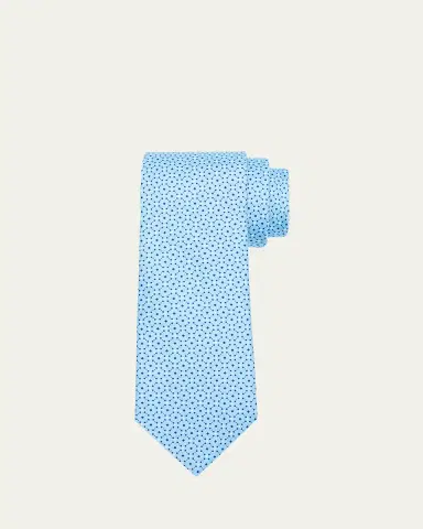 ZEGNA Men's Lattice-Print Silk Tie | Thumbnail 2