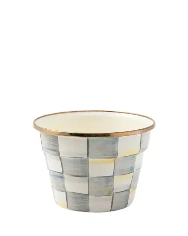 MacKenzie-Childs Sterling Check Enamel Small Garden Pot | Thumbnail 1