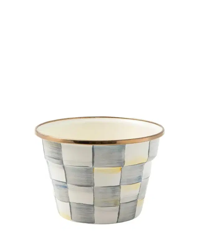 Sterling Check Enamel Small Garden Pot
