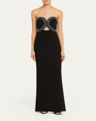 Rebecca Vallance Nyx Strapless Diamante-Trim Column Gown | Thumbnail 2 Rebecca Vallance Nyx Strapless Diamante-Trim Column Gown | Thumbnail 2