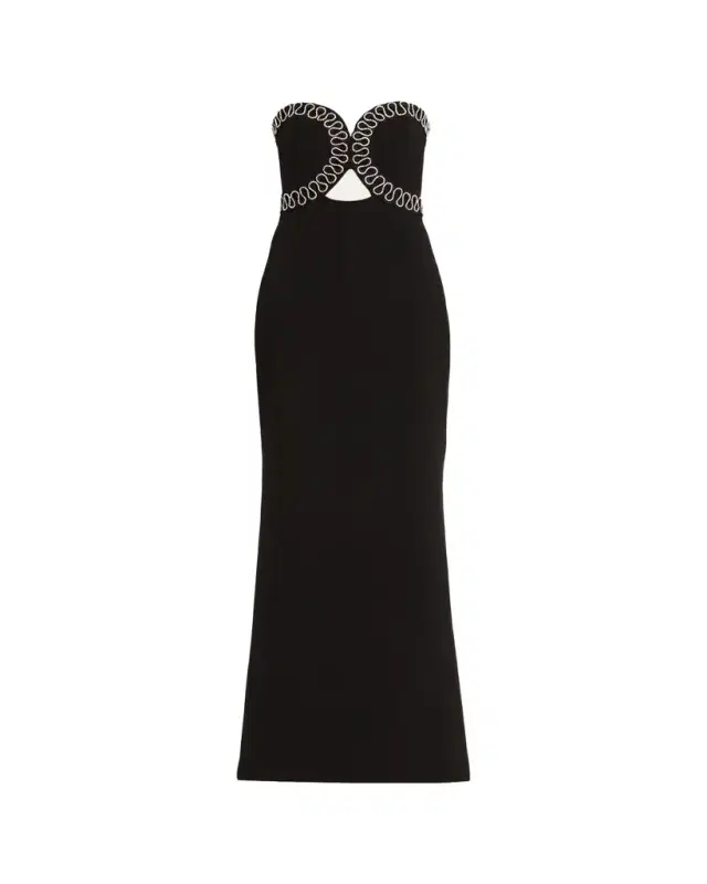 Nyx Strapless Diamante-Trim Column Gown