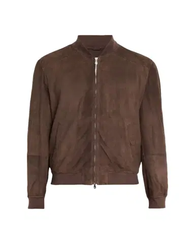 Brunello Cucinelli Men's Suede Full-Zip Bomber Jacket | Thumbnail 1
