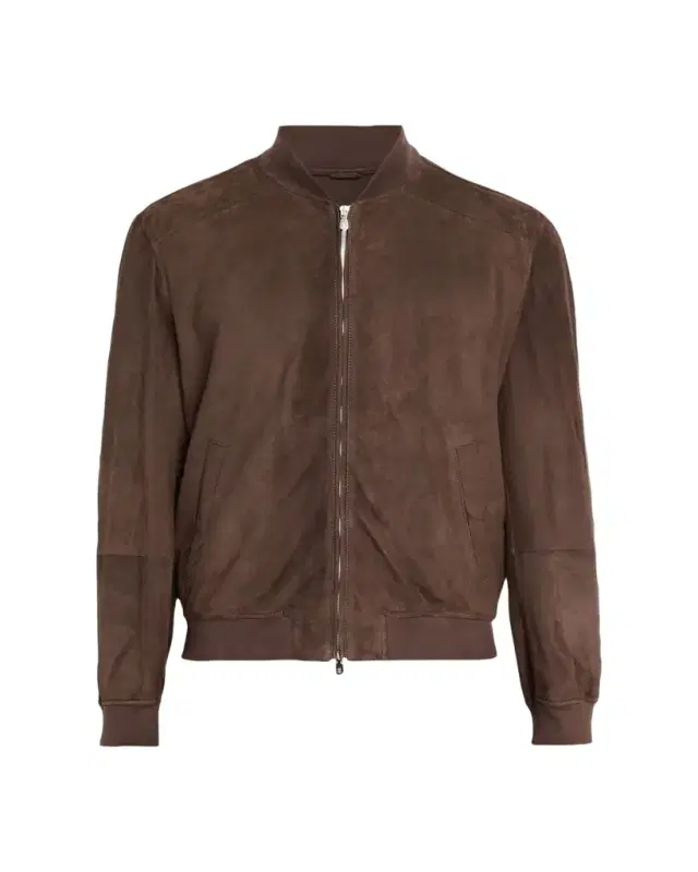 Men's Suede Full-Zip Bomber Jacket