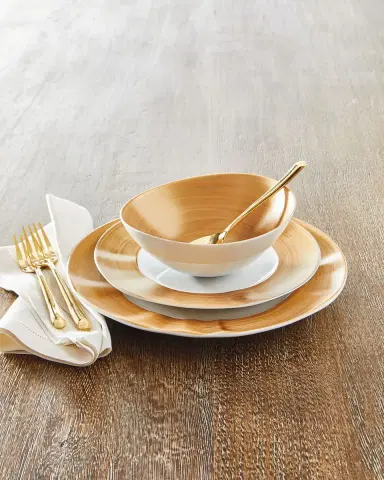 Neiman Marcus 12-Piece Gold Brushstroke Dinnerware Set | Thumbnail 6 Neiman Marcus 12-Piece Gold Brushstroke Dinnerware Set | Thumbnail 6