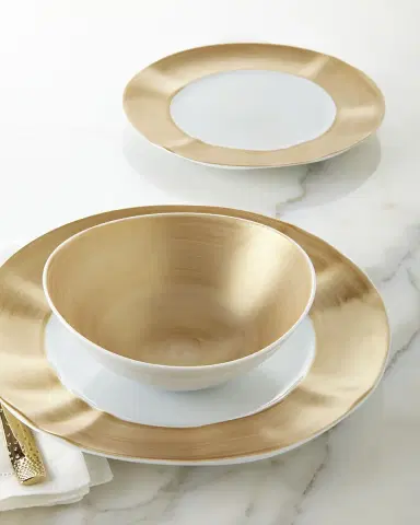 Neiman Marcus 12-Piece Gold Brushstroke Dinnerware Set | Thumbnail 1 Neiman Marcus 12-Piece Gold Brushstroke Dinnerware Set | Thumbnail 1