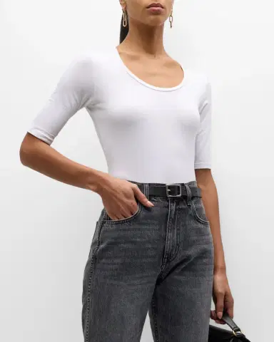 MAJESTIC FILATURES Soft Touch Half-Sleeve Scoop-Neck Top | Thumbnail 3 MAJESTIC FILATURES Soft Touch Half-Sleeve Scoop-Neck Top | Thumbnail 3