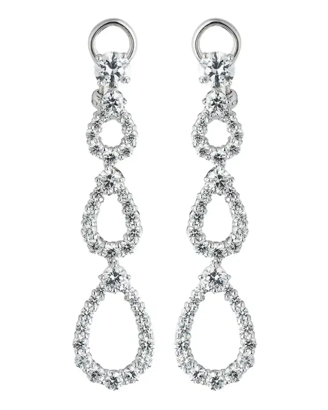 Three-Tier Open CZ Crystal Drop Earrings