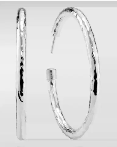 Ippolita Large Hammered Hoop Earrings in Sterling Silver | Thumbnail 2