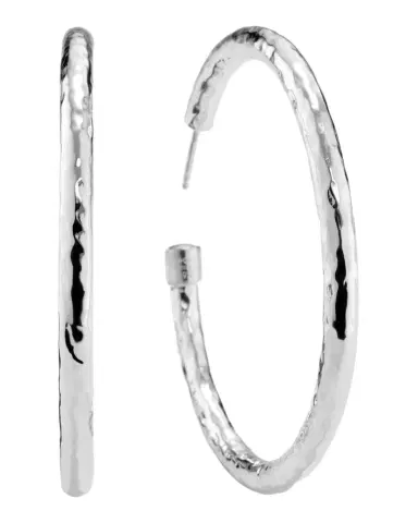 Ippolita Large Hammered Hoop Earrings in Sterling Silver | Thumbnail 1
