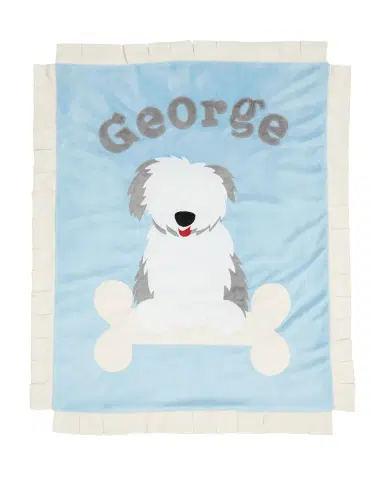 Boogie Baby Personalized Puppy Love Plush Blanket, Blue | Thumbnail 2