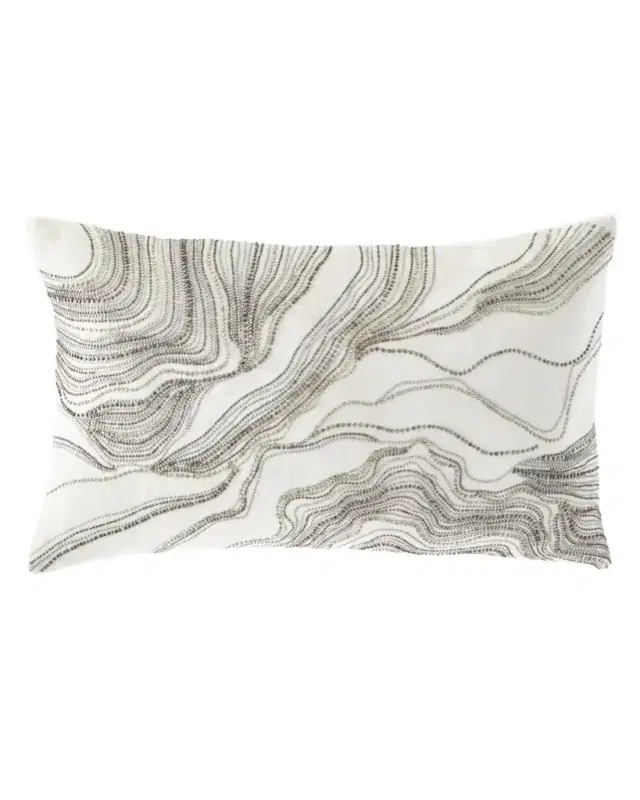 Silver Beaded Decorative Pillow