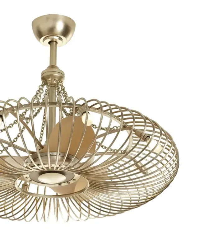 Ribbons of Silver 8-Light Pendant with Fan
