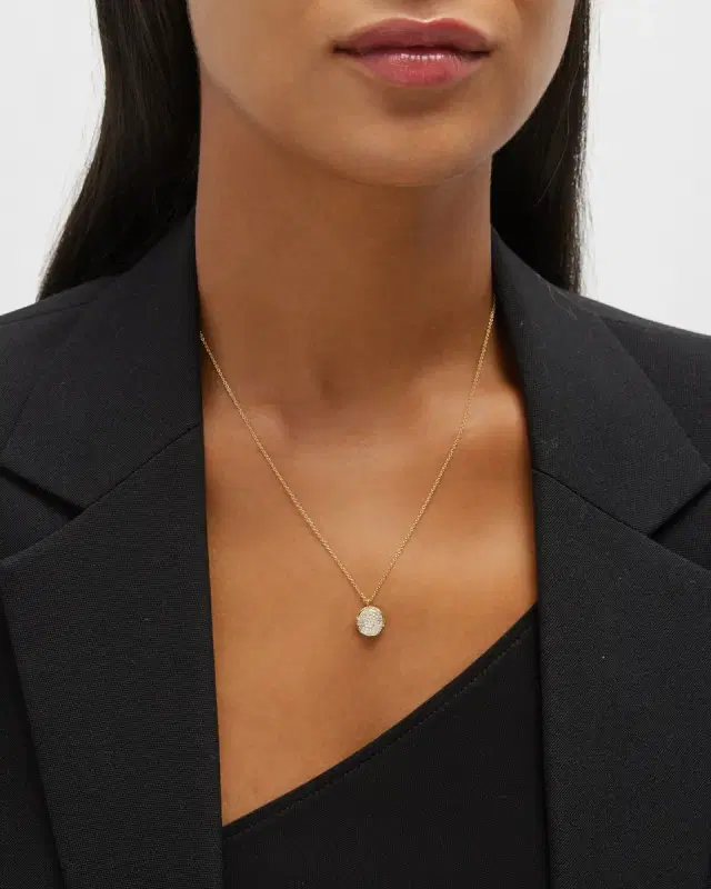 Small Flower Pendant Necklace in 18K Gold with Diamonds