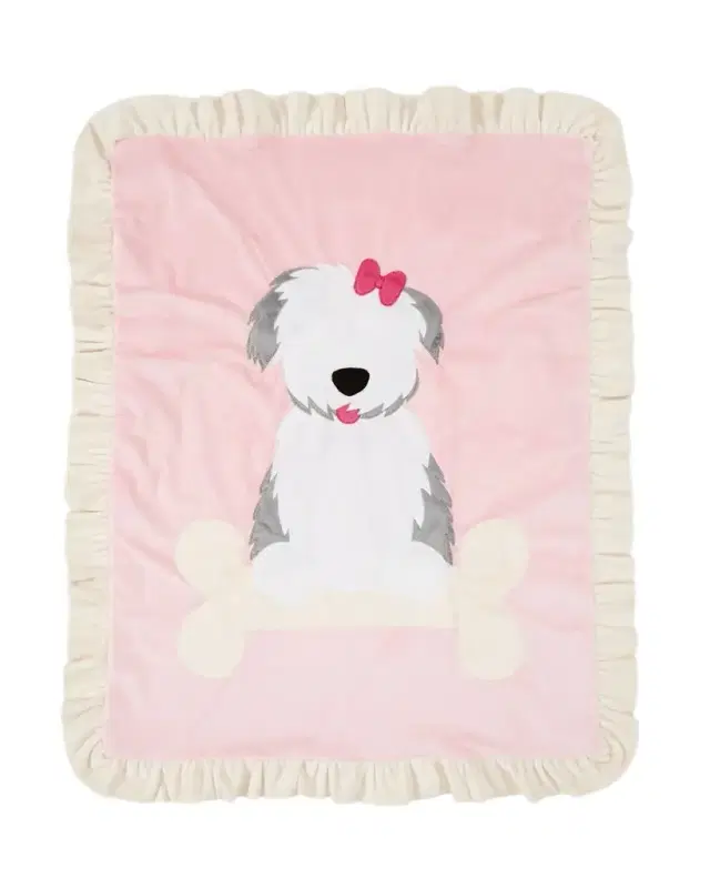 Boogie Baby Puppy Love Plush Baby Blanket, Pink