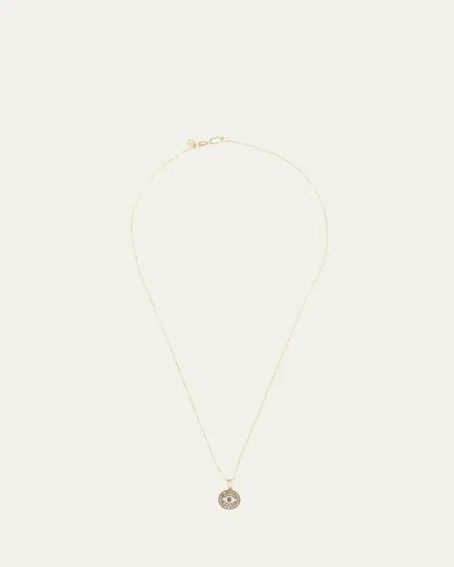 Small Diamond Evil Eye Medallion Necklace