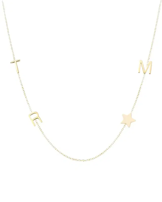 Personalized Mini Three-Letter & Star Pendant Necklace