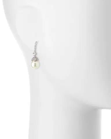 Fantasia by DeSerio Pave Capped Pearly Drop Earrings | Thumbnail 2 Fantasia by DeSerio Pave Capped Pearly Drop Earrings | Thumbnail 2