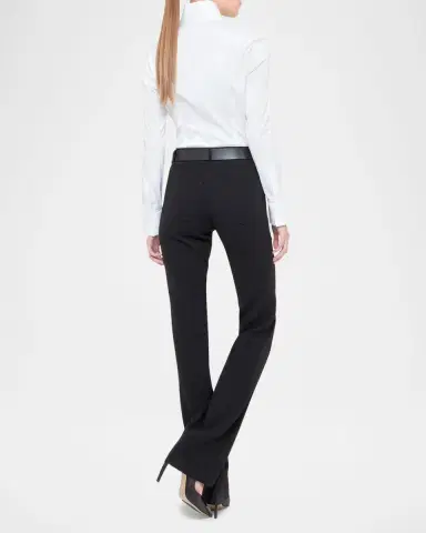 Akris Long-Sleeve Notched-Collar Poplin Blouse | Thumbnail 2