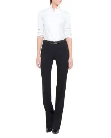 Akris Long-Sleeve Notched-Collar Poplin Blouse | Thumbnail 1