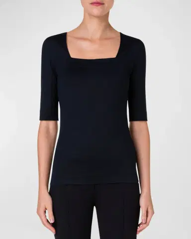 Akris punto Square-Neck Jersey Top | Thumbnail 3 Akris punto Square-Neck Jersey Top | Thumbnail 3