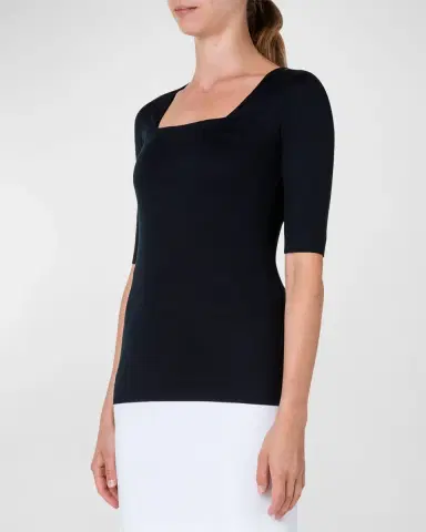 Akris punto Square-Neck Jersey Top | Thumbnail 5 Akris punto Square-Neck Jersey Top | Thumbnail 5