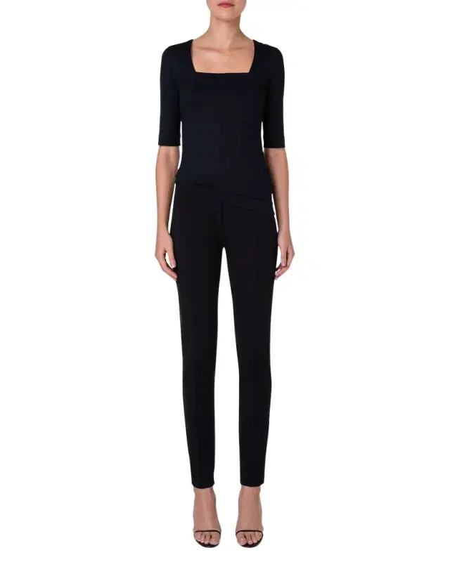 Square-Neck Jersey Top