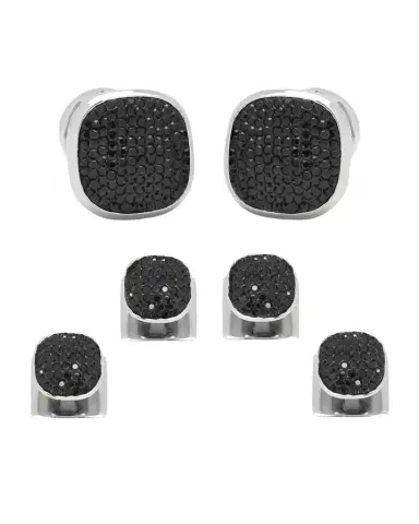 Cufflinks, Inc. Black Preciosa Pave Cuff Links Stud Set | Thumbnail 1