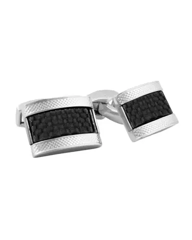 Tateossian Carbon Fiber Rectangular Cuff Links, Black | Thumbnail 1