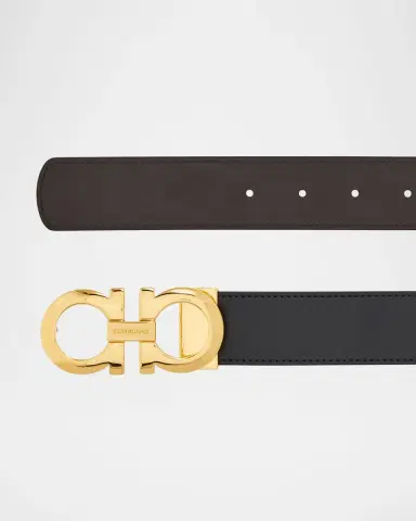 Ferragamo Men's Reversible Double-Gancini Leather Belt | Thumbnail 6 Ferragamo Men's Reversible Double-Gancini Leather Belt | Thumbnail 6