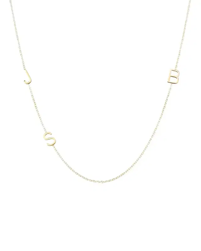 Mini 3-Letter Personalized Necklace, 14k Yellow Gold