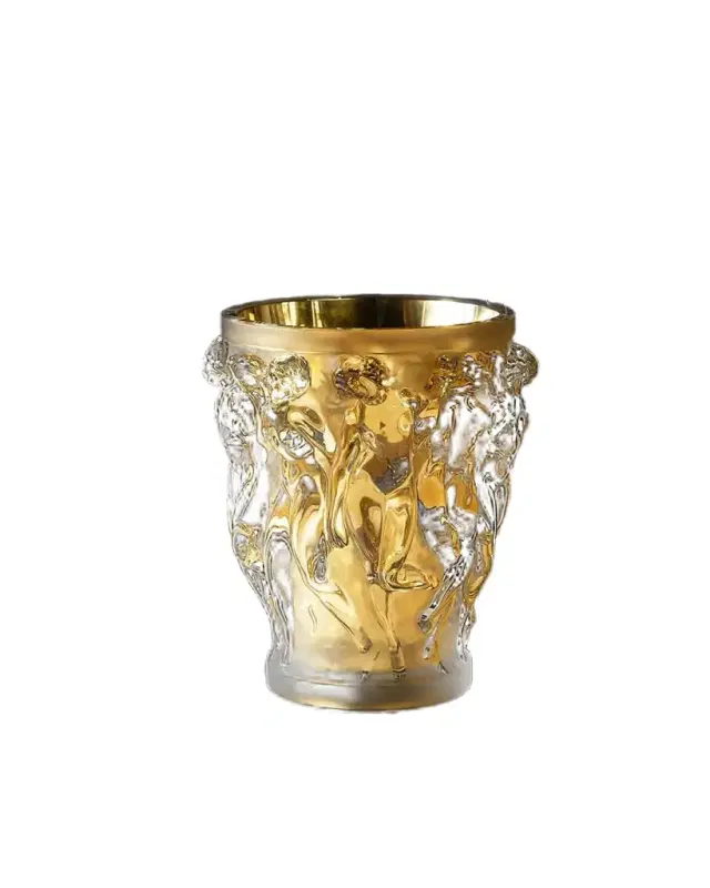 Lalique Bacchantes Small Gold-Luster Vase