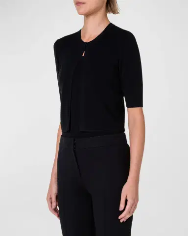 Akris punto Half-Sleeve Short Cardigan | Thumbnail 8